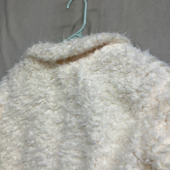 Art Class Girl's Size XL Ivory Long Faux Fur Mid Length Single-Button Lined Coat - Picture 12 of 16